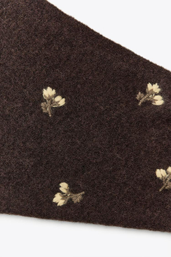 ZARA ТРИКОТАЖНАЯ БАНДАНА С ЦВЕТОЧНОЙ ВЫШИВКОЙ, КОРИЧНЕВЫЙ