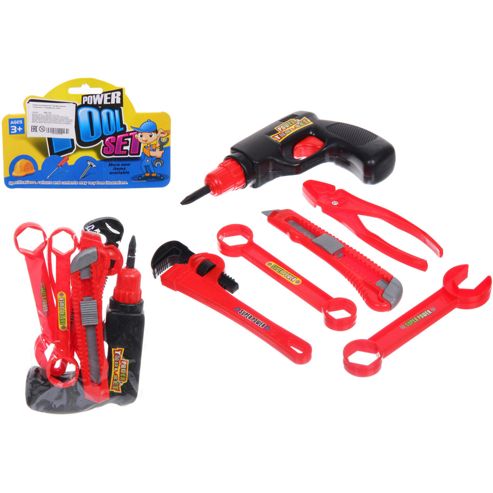 Набор инструментов «Профессионал - Строитель», 6 предметов, 31*15 см, в ассортименте, пакет