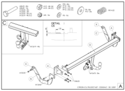 Фаркоп оцинкованный Galia C055A для Citroen C5 III седан 2008-2017, Peugeot 407 седан 2004-2010(паспорт и сертификат в комплекте)(без электрики)
