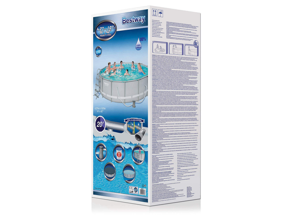Каркасный бассейн Bestway 427х107 см + фильтр-насос 3028 л/ч, тент, лестница, подстилка (56641 BW)