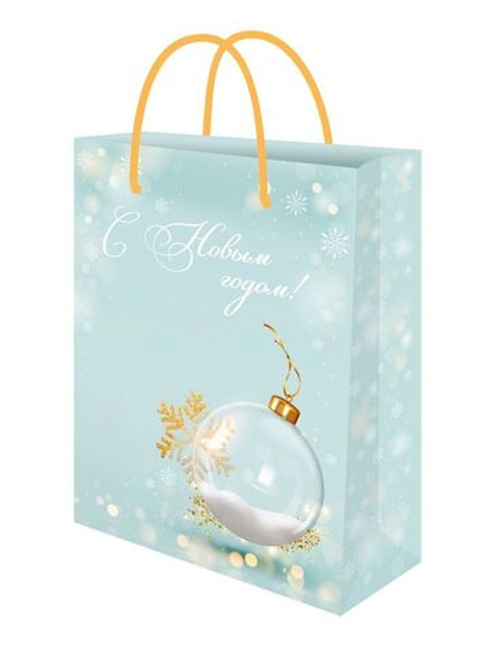 Пакет подар. бум. новогодн. 32*44*10см, 157 гр/м "Стеклянный шар"