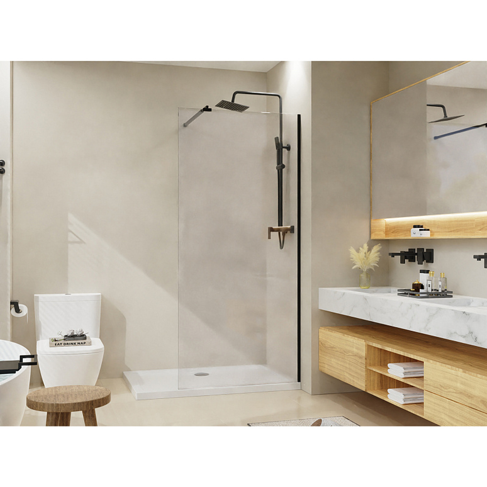 Душевая перегородка Azario Walk-in 1200х1950 прозрачное стекло 8 мм, профиль черный матовый (AZ-251-120-MB-CL)