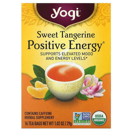 Травяные сборы и чаи Yogi Tea, Positive Energy, сладкий мандарин, 16 чайных пакетиков, 29 г (1,02 унции)
