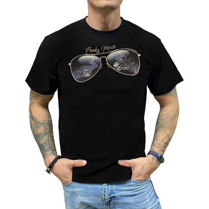Футболка Franky Mouse Очки с отражением мотоциклов (S / черный)