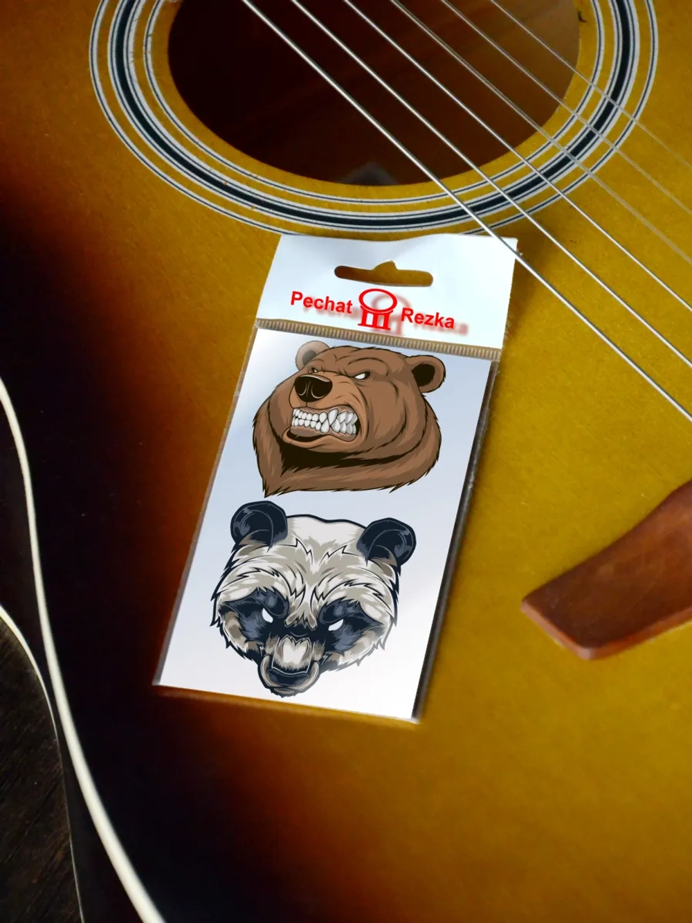 Стикеры - Злой медведь и панда