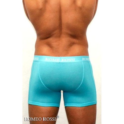 Мужские трусы боксеры удлиненные c резинкой Romeo Rossi бирюзово-голубые RR7001-11