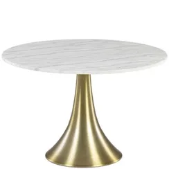 Стол Oria Ø120 см, белый мрамор на золотой ножке