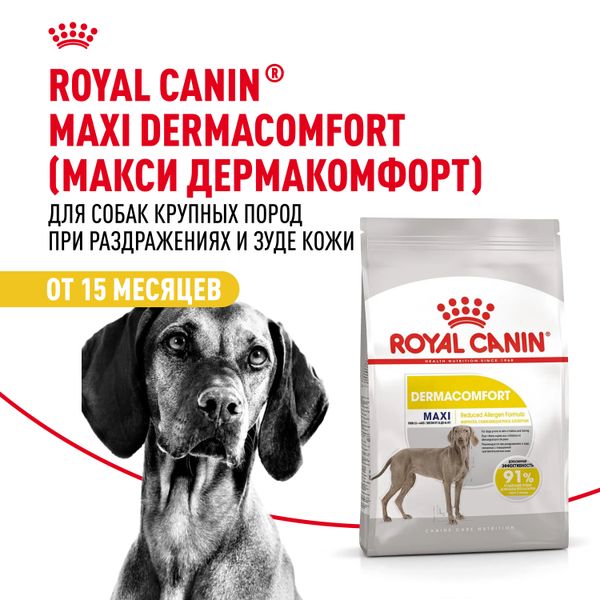 Сухой корм Royal Canin Maxi Dermacomfort для взрослых собак крупных размеров при раздражениях и зуде кожи