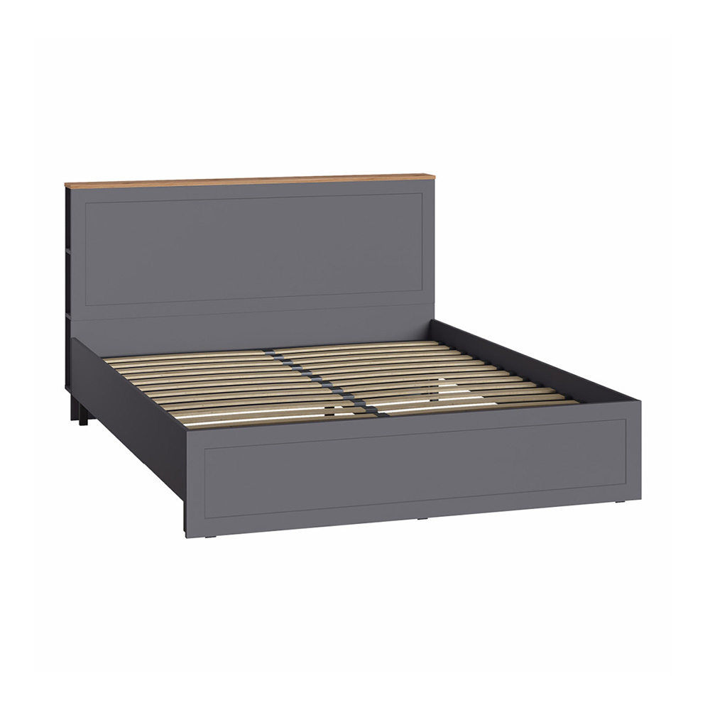 Кровать с ортопедическим основанием и опорами Остин 11.53, Серый графит, Дуб золотой