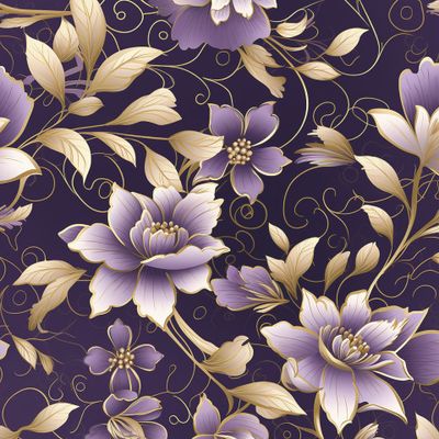 Золотые цветы на фиолетовом фоне