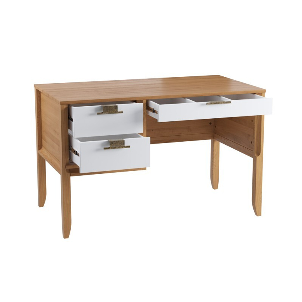 Стол письменный «Бридж» однотумбовый браун/белый лак