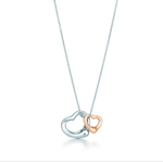 Подвеска из серебра open heart Tiffany,. Тиффани .2 сердца. Серебро и золото 750 проба💝