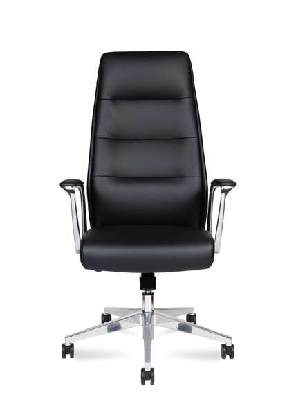 Кресло офисное Норден / Нанси / Nancy  / алюминиевая  база / черная экокожа