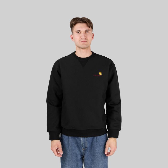 Толстовка мужская Carhartt WIP American Script Sweatshirt артикул:I025475_black - купить в магазине Дайс