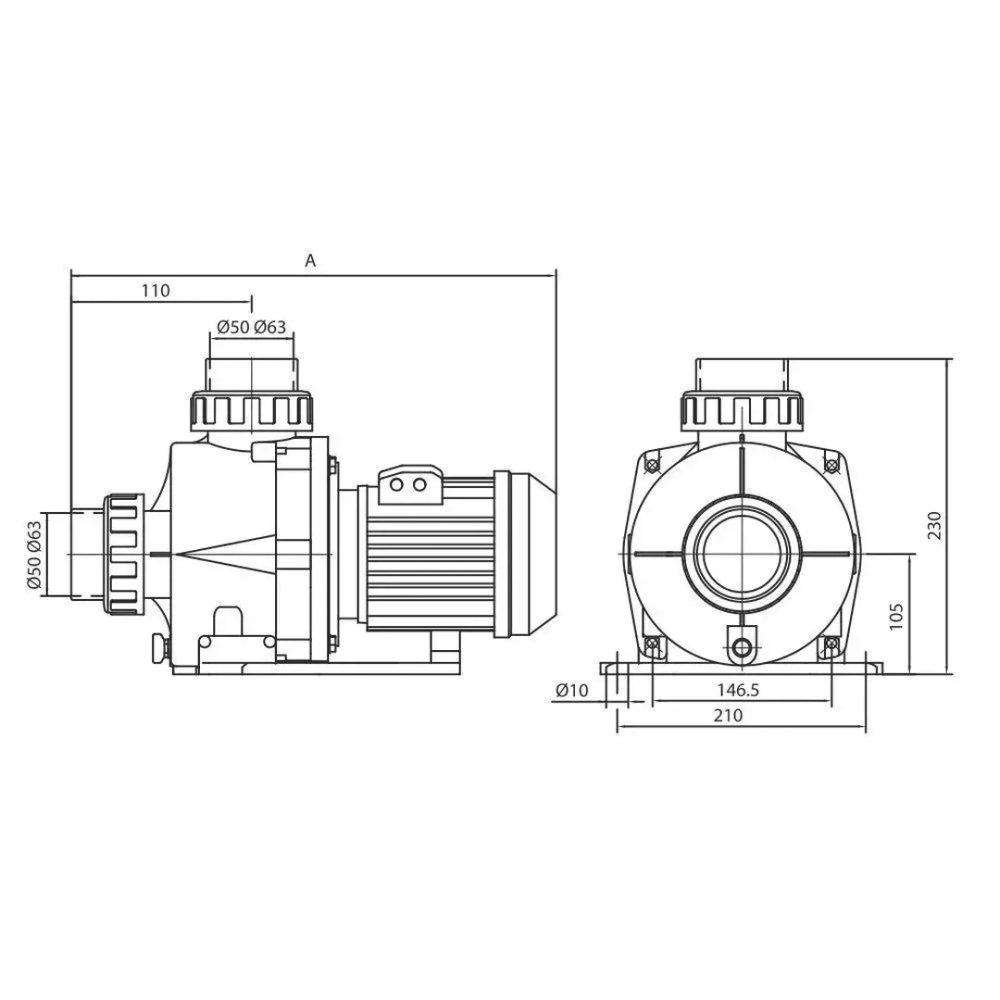 Насос для аттракционов бассейна - 26.2 м³/ч, 1.92кВт, 380В - KNG200 T1.B - Hayward