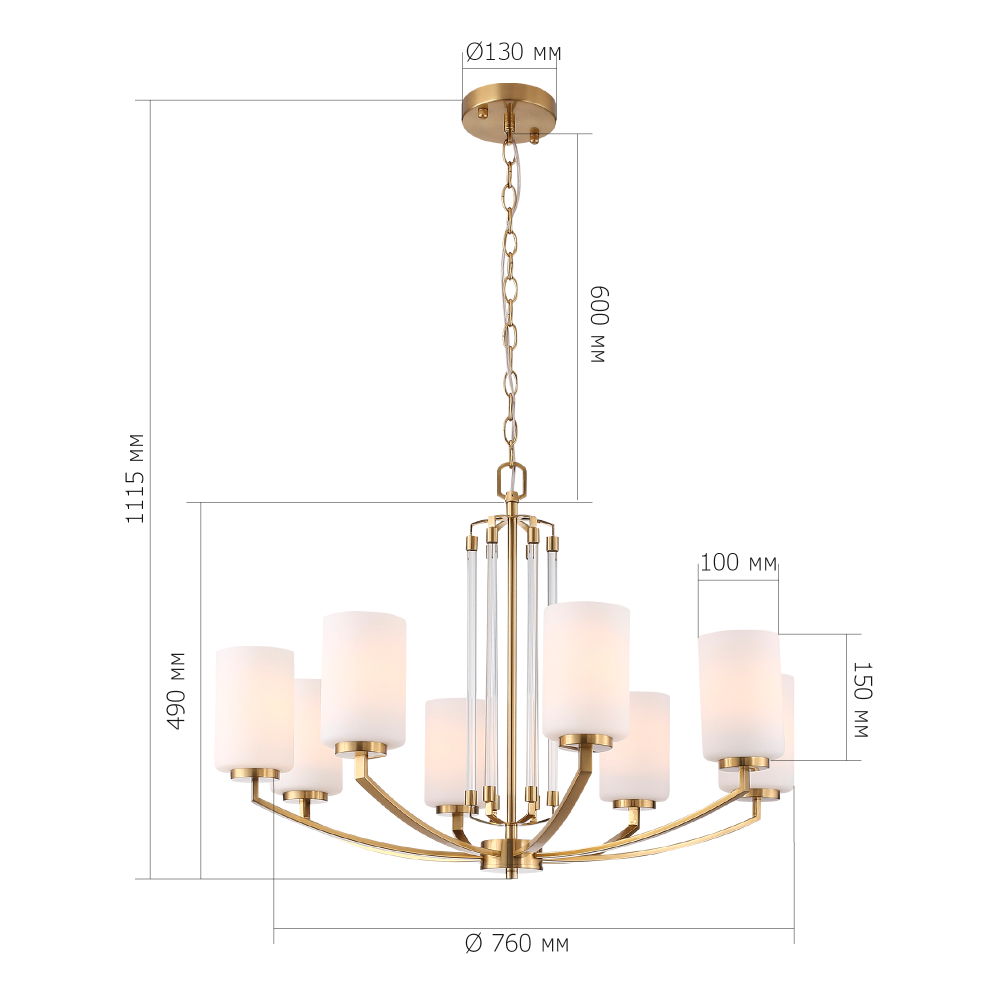 SL1403.303.08 Люстра подвесная ST-Luce Латунь/Прозрачный E27*8 40W ОПАЛ