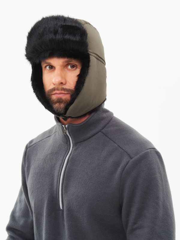 Шапка ушанка с маской Евро Норка ткань Taslan цвет Хаки
