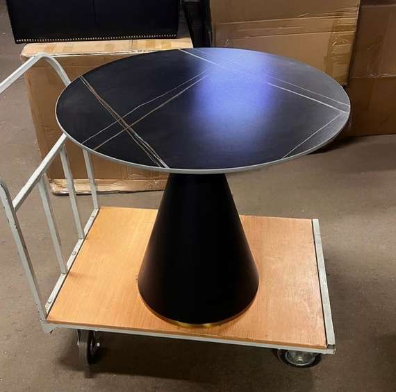 Стол Piza Ø80 см, черный искусственный мрамор