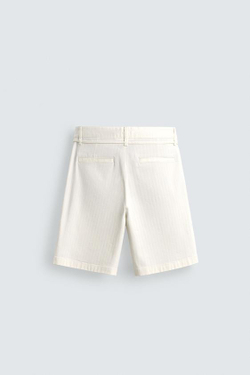 ZARA ШОРТЫ RELAXED FIT СО СКЛАДКАМИ, ЭКРЮ