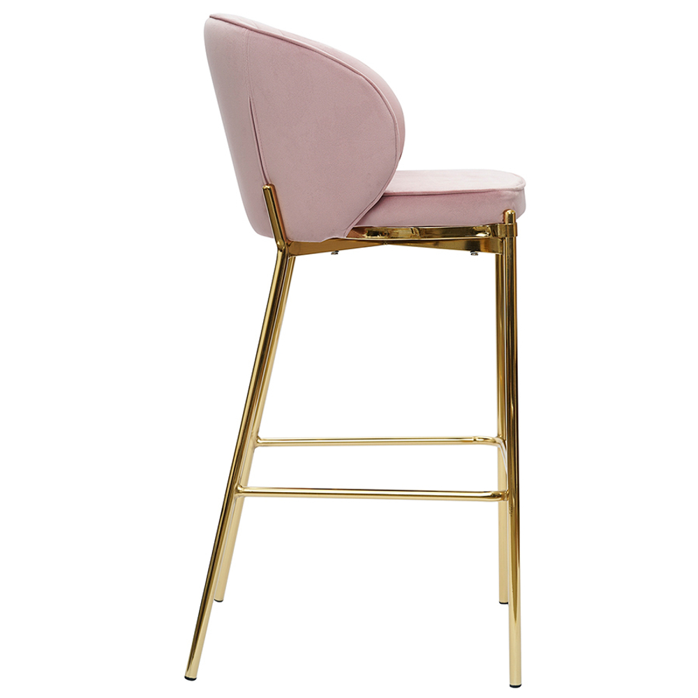 Стул барный coral, велюр, розовый