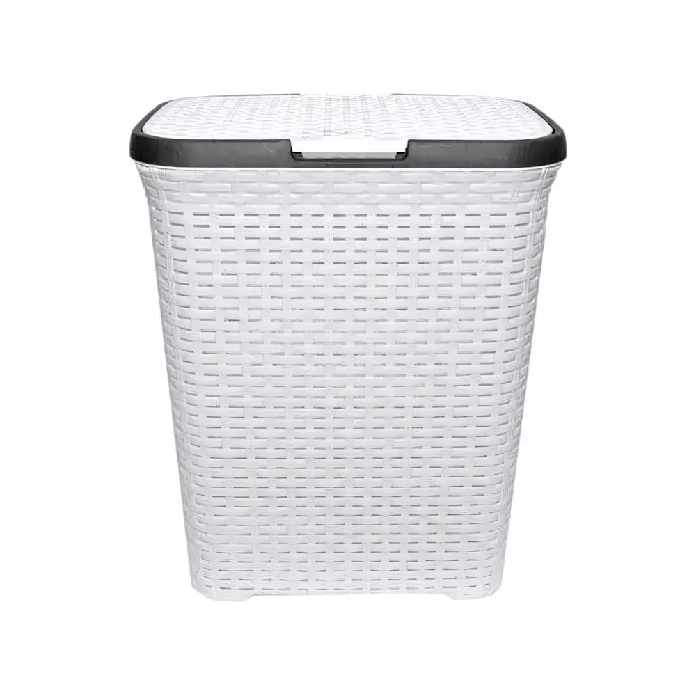 Корзина для белья 60л. с крышкой белая
