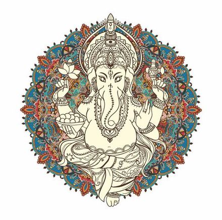 Панно настенное из дерева "Ганеша" 50х50 см.