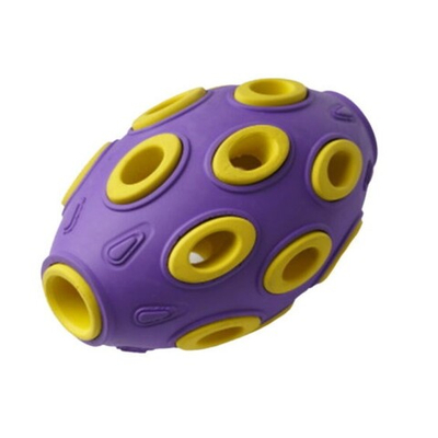 Игрушка "Мяч регби" фиолетово-жёлтый 7,6х12 см (каучук) - для собак (Homepet Silver Series)