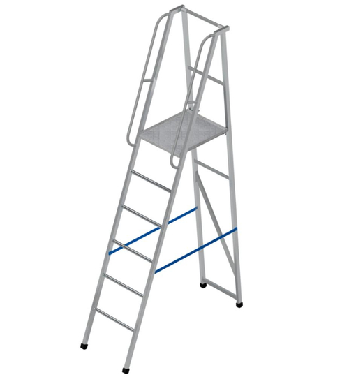 Лестница-платформа фиксированной высоты алюминиевая MEGAL ЛПФВА Н=2.0-2 с резиновыми башмаками