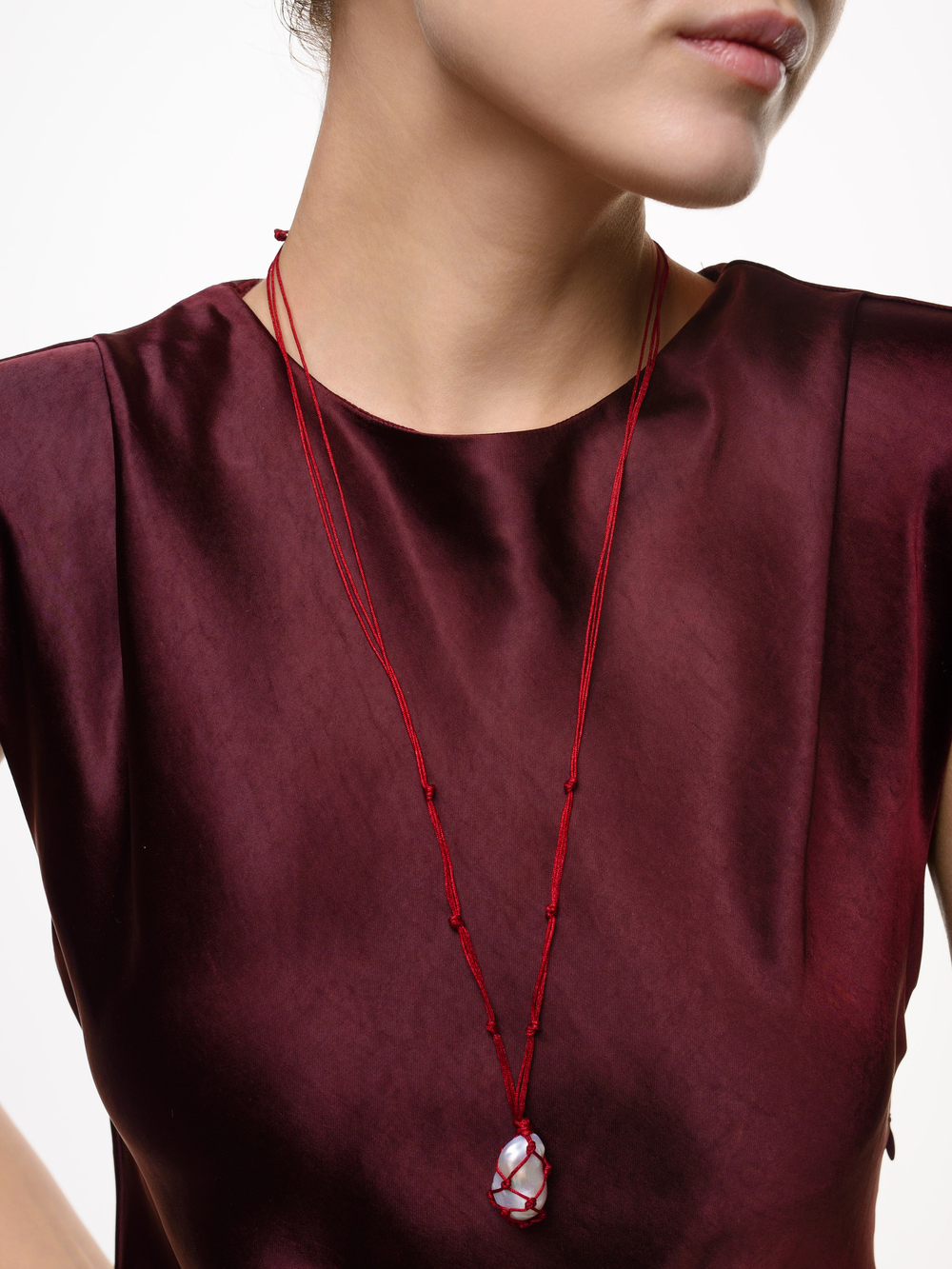 Колье "Cord Pearl" Red с жемчугом