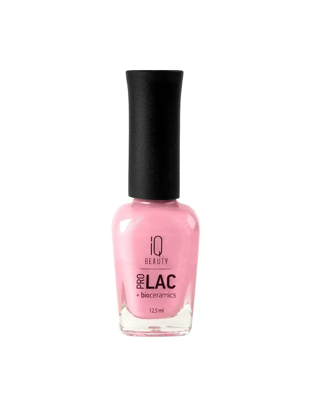 IQ Beauty Лак для ногтей профессиональный укрепляющий с биокерамикой #136, 12.5 мл Светло-розовый с перламутровым розовым шиммером, плотный