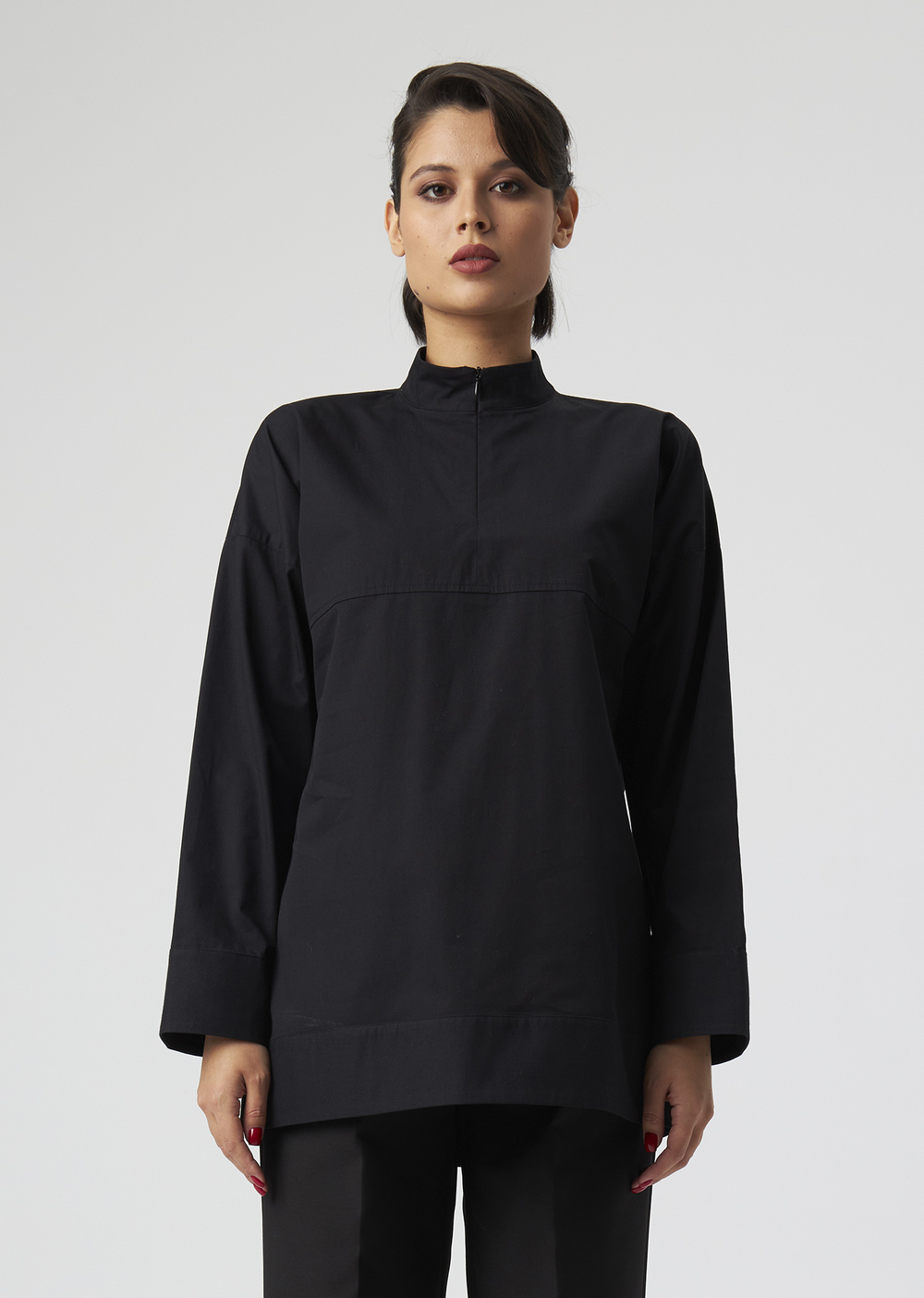 ZIPPERED BLOUSE | L | BLACK