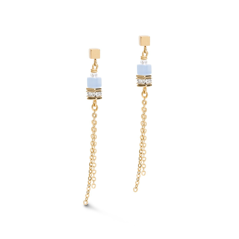 Длинные Серьги Coeur de Lion Gold-Blue 5064/21-0716 цвет голубой, золотой