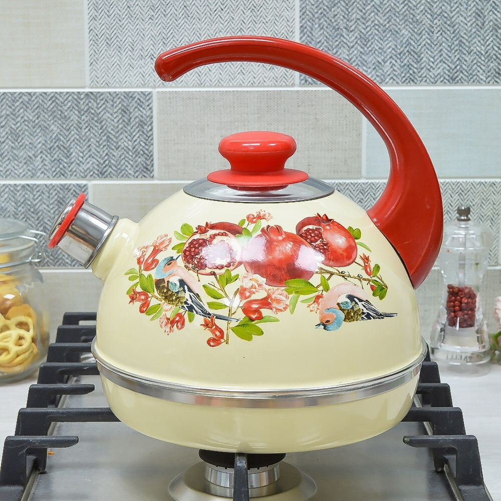 Чайник 3,5л со свистком, консольная ручка, слоновая кость "Гранат"