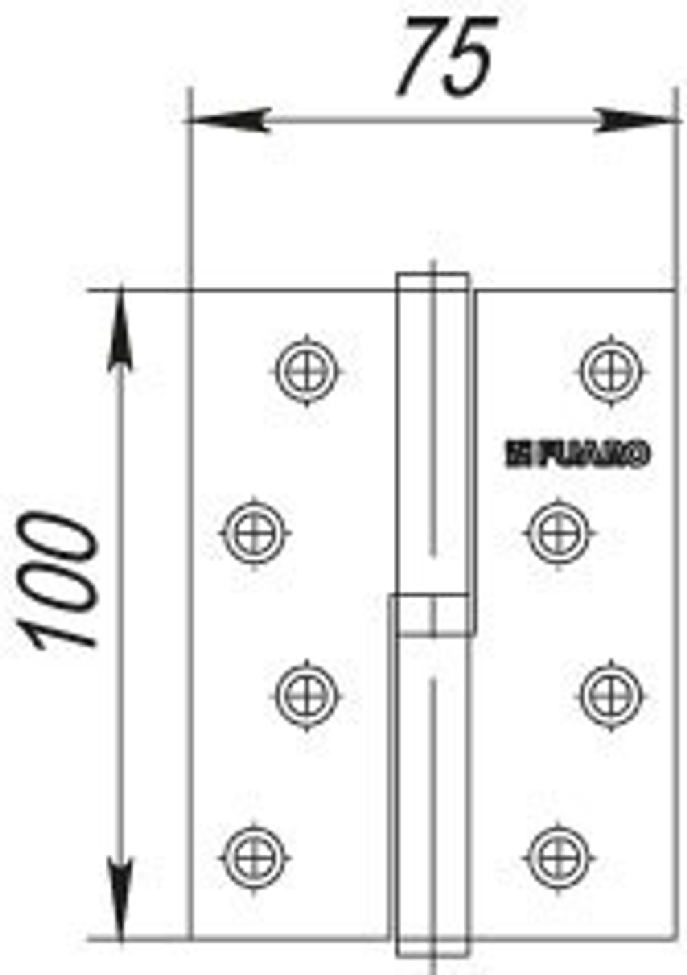Петля съемная Fuaro (Фуаро) 413-4 100x75x2,5 WAB left (мат. бронза) левая