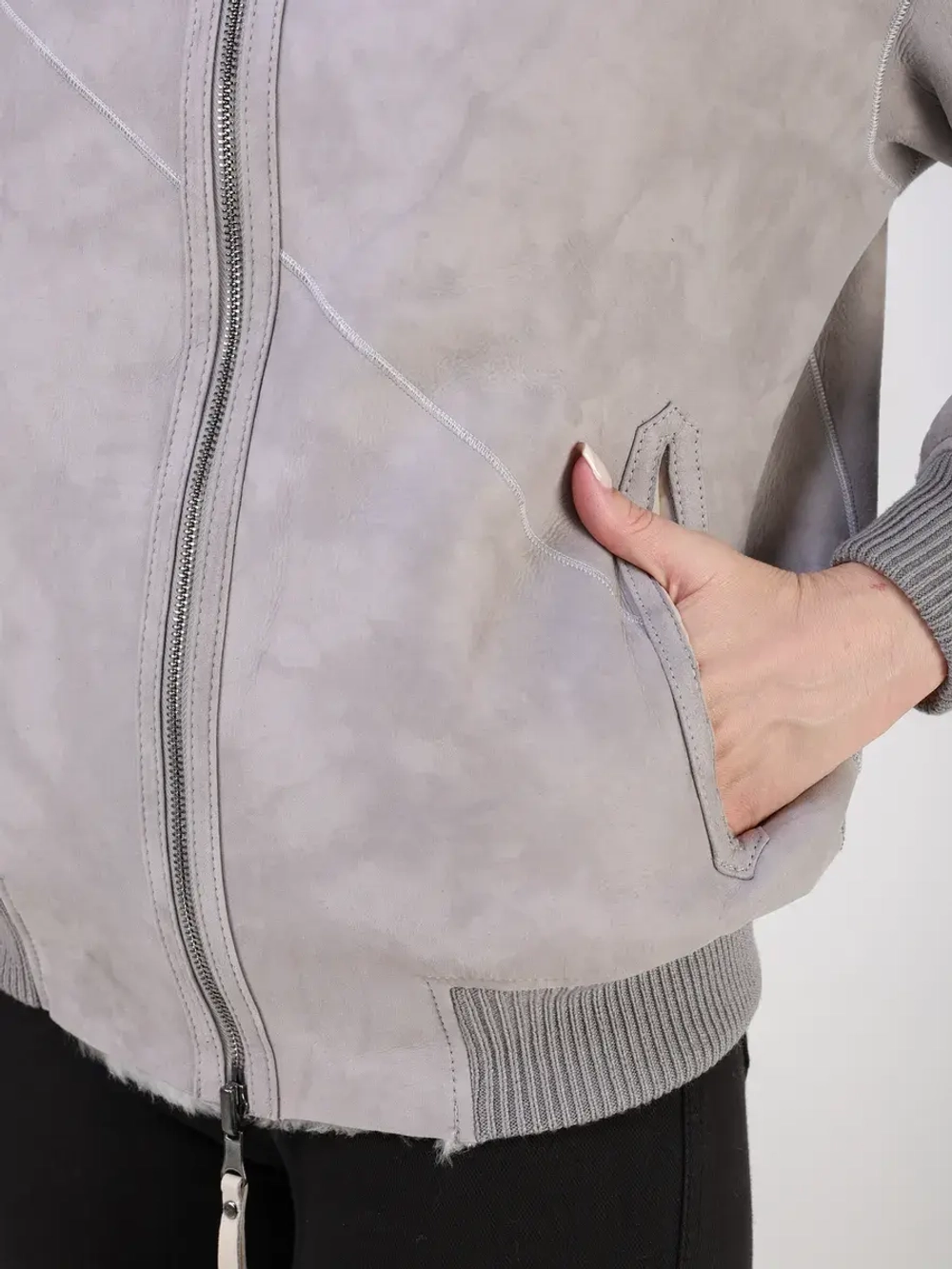 Двусторонняя дубленка зимняя шуба натуральная с капюшоном