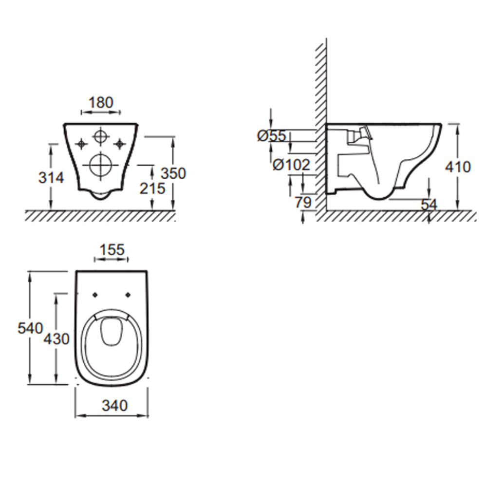 Унитаз подвесной Jacob Delafon Struktura EDF102-00 схема