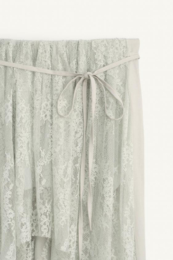 ZARA КРУЖЕВНЫЕ КОМБИНИРОВАННЫЕ БРЮКИ - LIMITED EDITION, ЦВЕТ МОРСКОЙ ВОЛНЫ