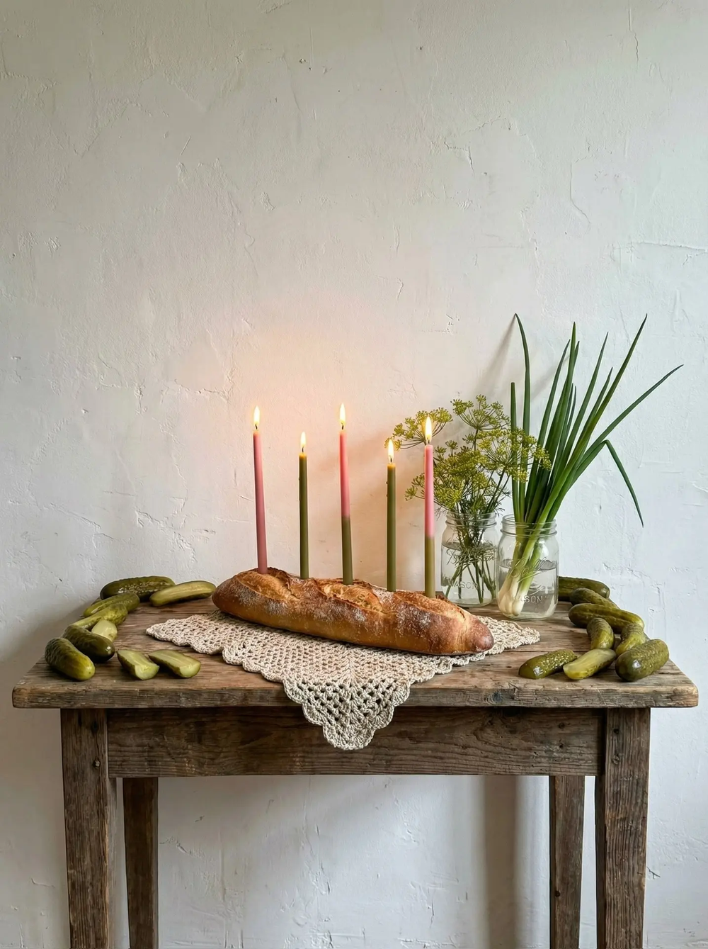 Свеча из коллекции "Пять вечеров" розовый/хаки