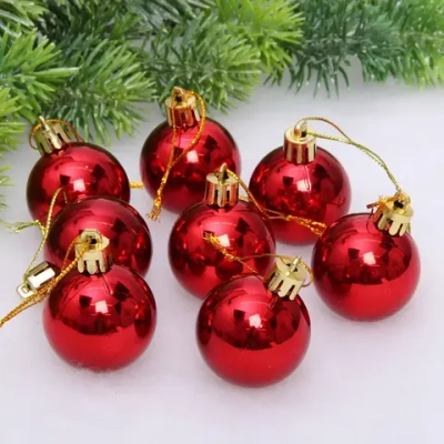 Новогодние шары 4 см (набор 24 шт) «Глянец», рубин