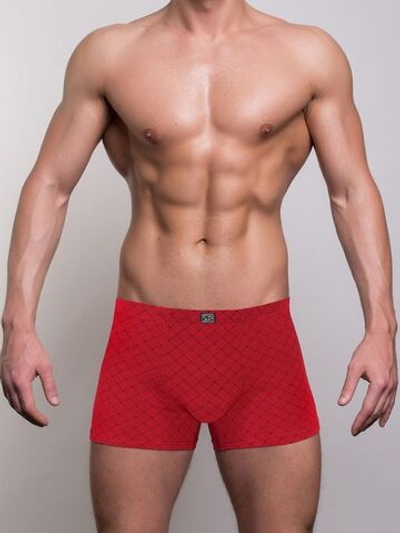 Мужские трусы-боксеры с узором-сеткой (Размер: L) (Цвет: красный)