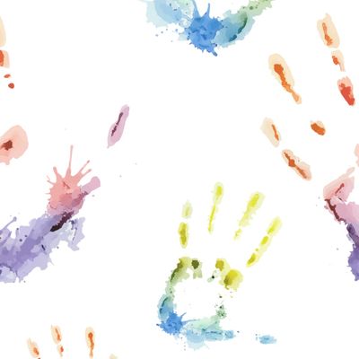 Акварельные отпечатки рук