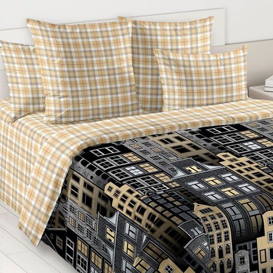 Двуспальный комплект постельного белья Таун Зима-Лето перкаль
