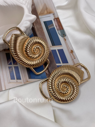 Брошь-зажим ракушка для платка/купальника золотистая металлическая