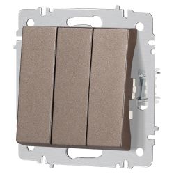 Выключатель Intro Accent 6-106-08 тройной, 10А-250В, IP20, СУ, AL/CU, бронза | Intro
