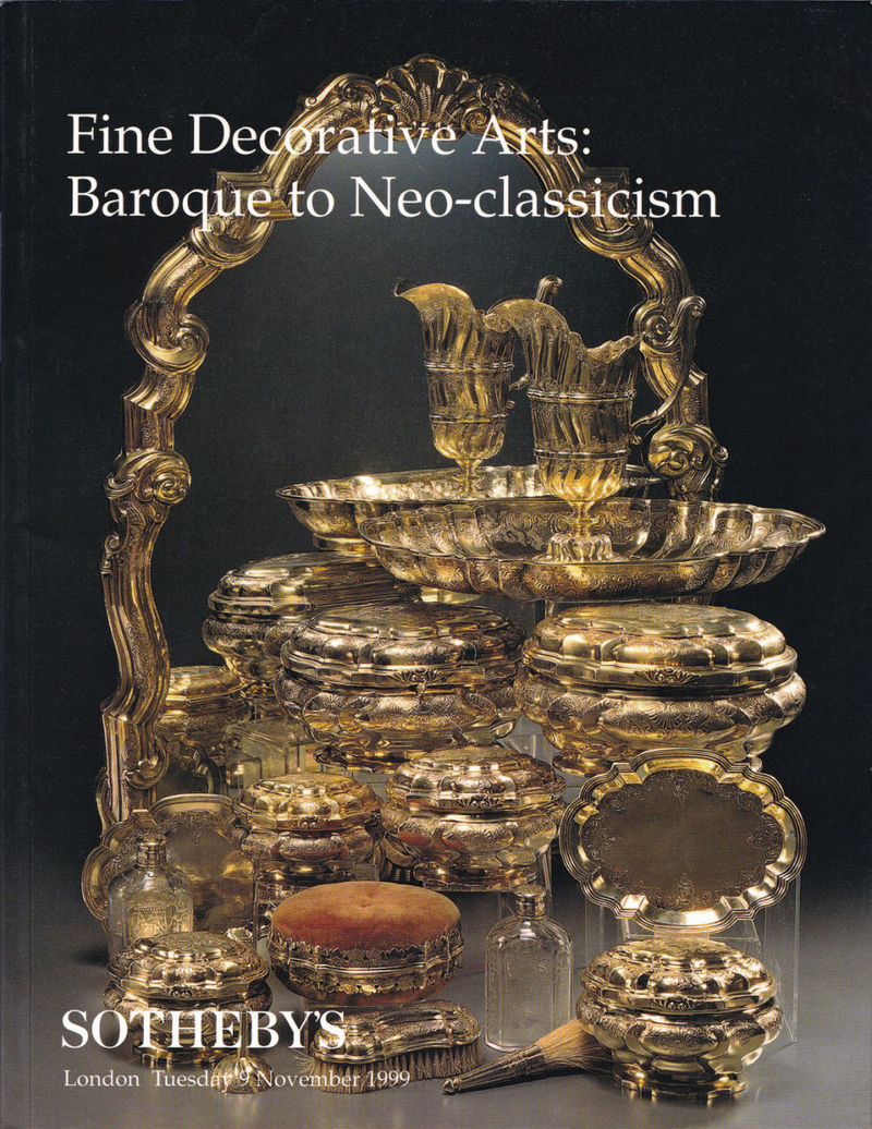 Каталог аукциона Sotheby's, Лондон, Декоративно-прикладное искусство эпохи барокко и неоклассицизма от 9 ноября 1999 года