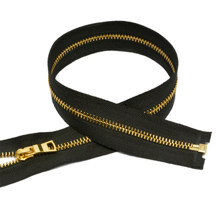 Молния мет. №3 золото шлиф.звено, 50 см цв. черный уп.10шт
