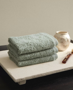 Zara Home - Набор полотенец для рака из хлопка высокого качества (набор из 3 шт.), зеленый, 30х30 см