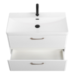 Подвесная тумба с раковиной Belbagno DUE, 80 см Bianco Lucido DUE-800-2C-SO-BL-P + BB-8076-3-80