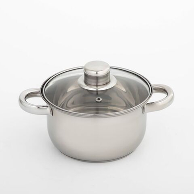 Кастрюля с крышкой из нержавеющей стали Доляна «Классика», 1,5 л, d=17,5 см (Цвет: не задано)