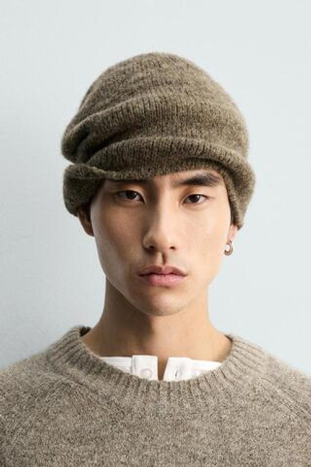 ZARA ШАПКА БИНИ ФАКТУРНАЯ — LIMITED EDITION, КОРИЧНЕВЫЙ